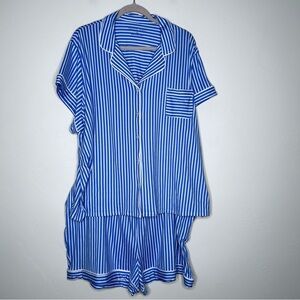 NWT Draper James Blue White Striped Shorts Pajama Set Size 3X Nautical
